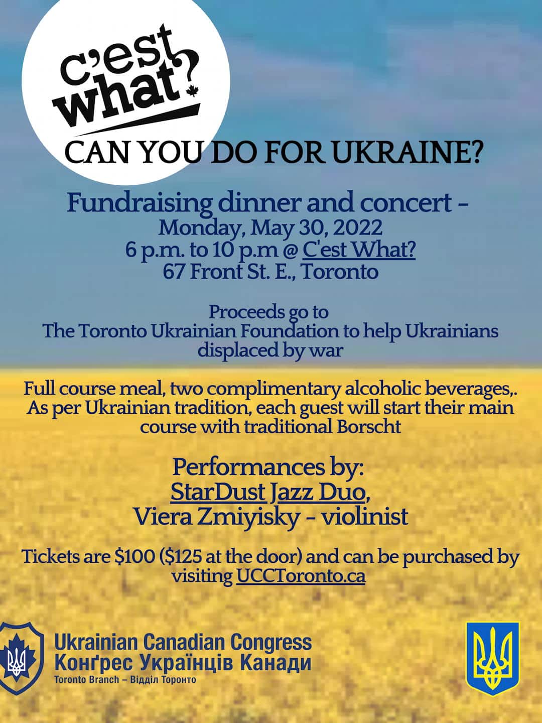Poster for Ukraine benefit on May 30, 2022