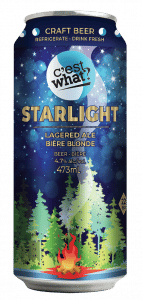 Starlight layered ale can with Canadian campfire theme
