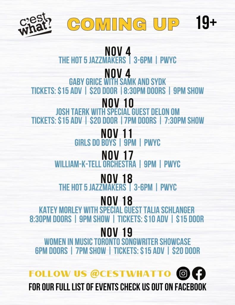 November show listing