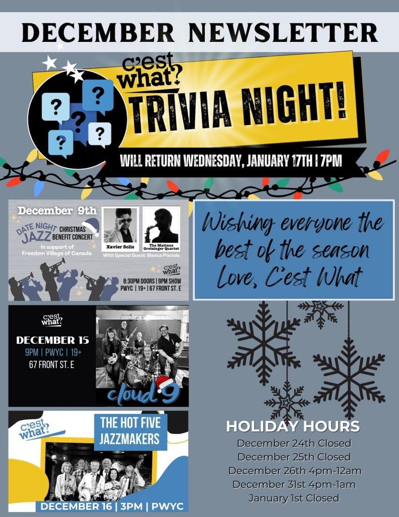 C'est What December e-News poster