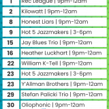 C'est What's Up May 1 Rec League | 9pm-12am 2 Kilowatt | 9pm-12am 8 Honest Liars | 9pm-12am 9 Hot 5 Jazzmakers | 3-6pm 15 Jay Blues Trio | 9pm-12am 16 Heather Luckhart | 9pm-12am 22 William K-Tell | 9pm-12am 23 Hot 5 Jazzmakers | 3-6pm 23 Y'Allman Brothers | 9pm-12am 29 Stefan Palicki Trio | 9pm-12am 30 Oliophonic | 9pm-12am TRIVIA EVERY WEDNESDAY NIGHT 7-9pm FOLLOW US @CESTWHATTO